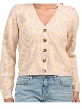 Heartloom Women's Pastel Yellow V-Neck Button Cardigan Sweater